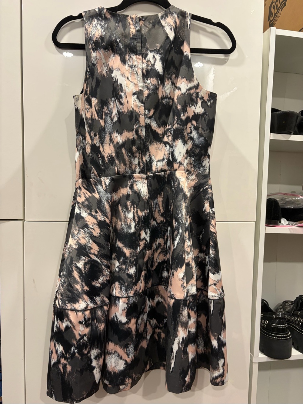 H&M Black, Blush & White Abstract Print Dress